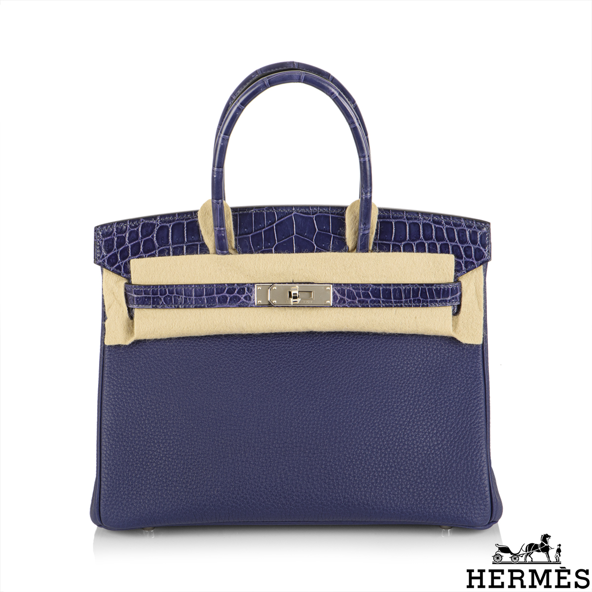 HERMÈS Limited Edition Birkin Touch 25 Blue Baltique Shiny Nile Croc and  Blue Nuit Togo leather with Palladium hardware-Ginza Xiaoma – Authentic  Hermès Boutique